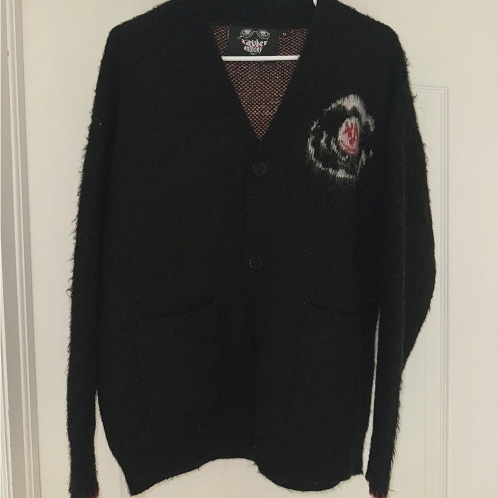 Undercover Black Cardigan with Artistic Pattern
